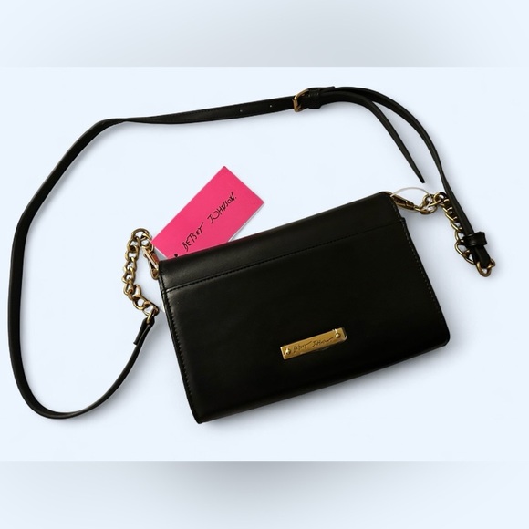 Betsey Johnson Black Gold Skull Bat 🦇 Halloween Crossbody Clutch Wallet | NWT - Picture 3 of 5